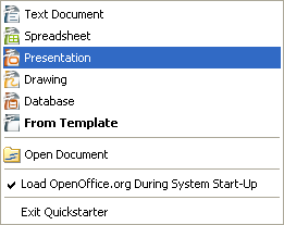 Open Office Quickstarter Menu